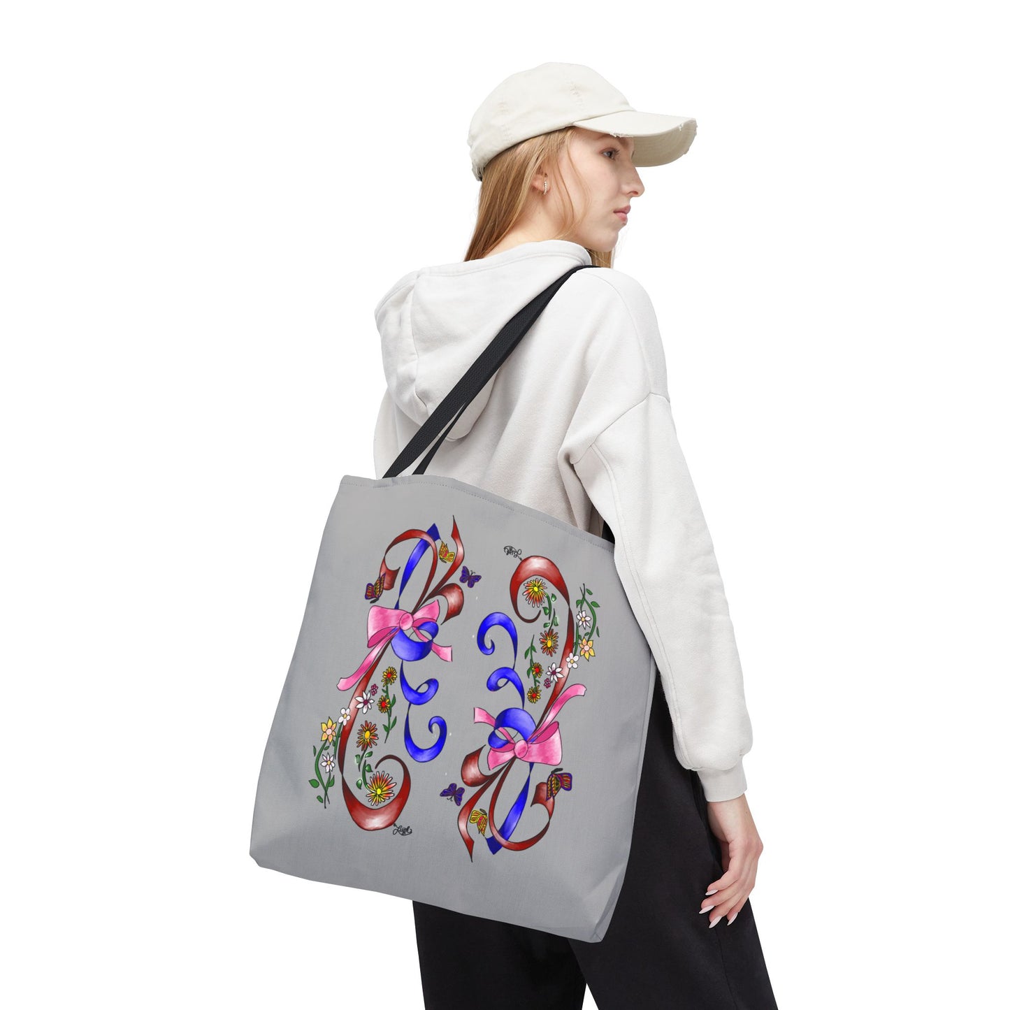 Garden Ribbons Tote Bag with Ribbon Design, Stylish Shopping Bag, Personalized Gifts, Market Tote, Eco-Friendly Carryall