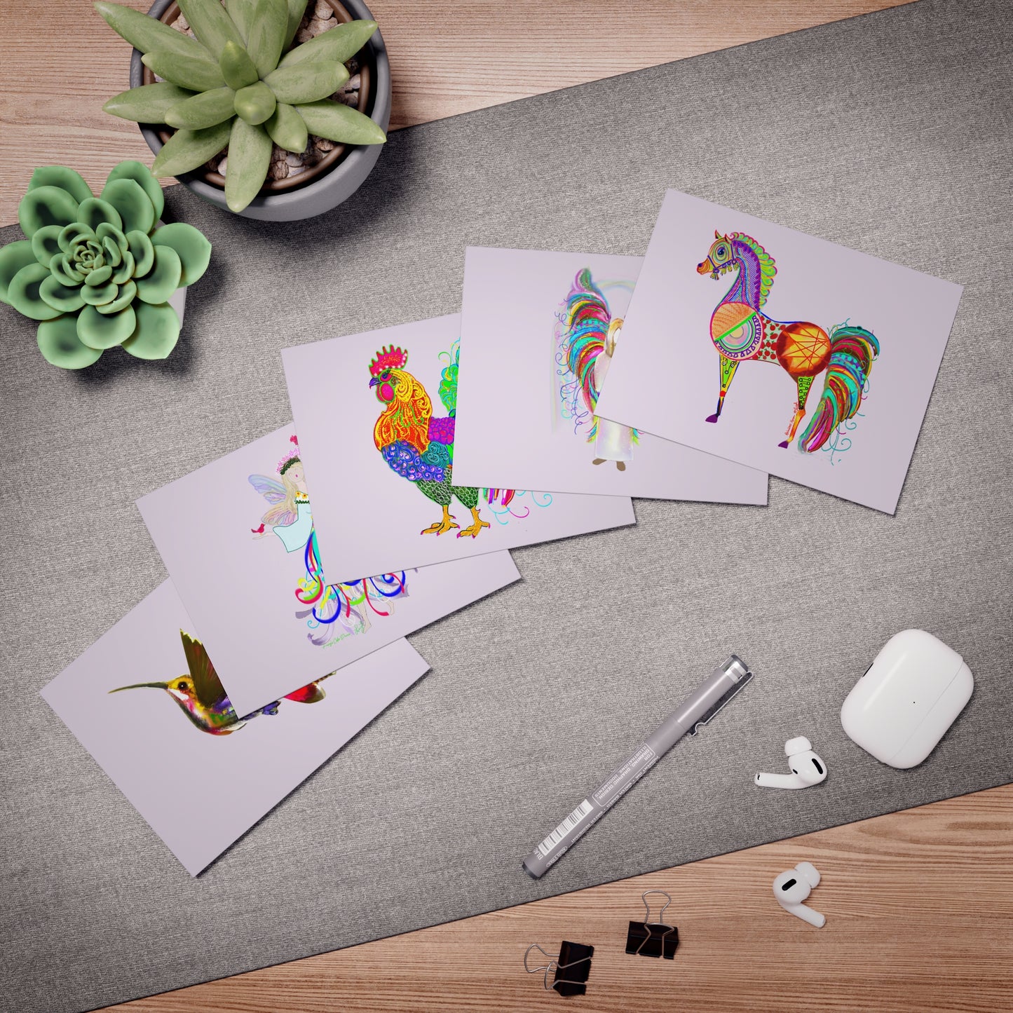 Color Dance Note Cards (5-Pack-Purple)