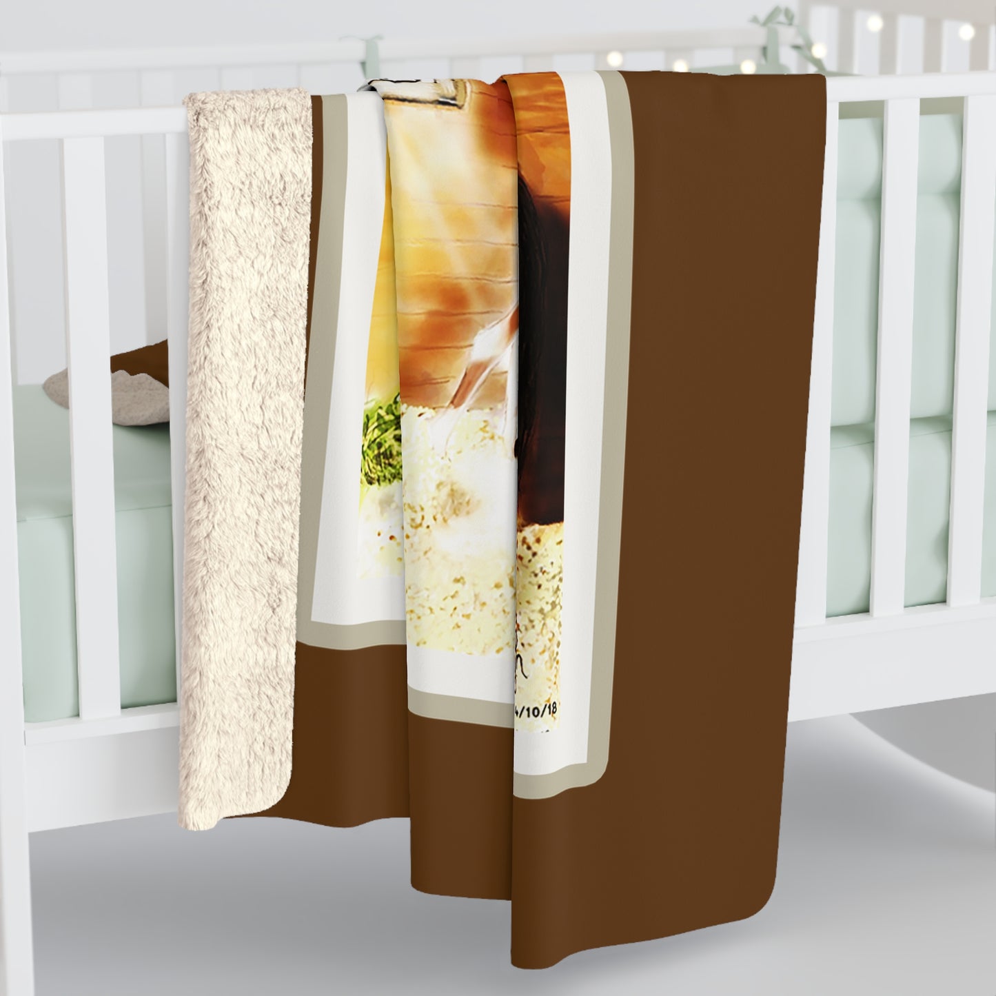 Mare & Foal (Framed) dark brown Sherpa Fleece Blanket