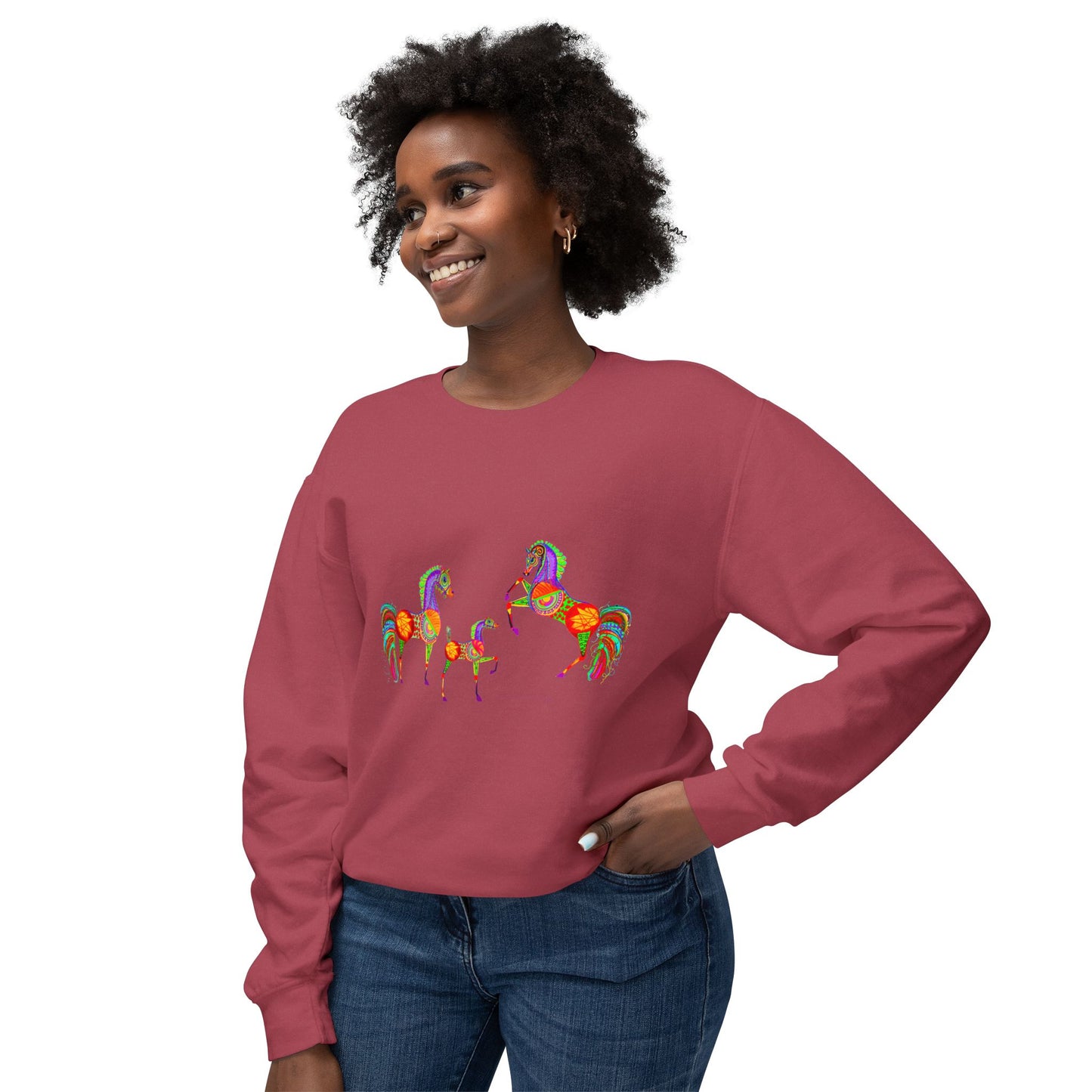 Colorful Arabian Horses Sweatshirt for Animal Lovers