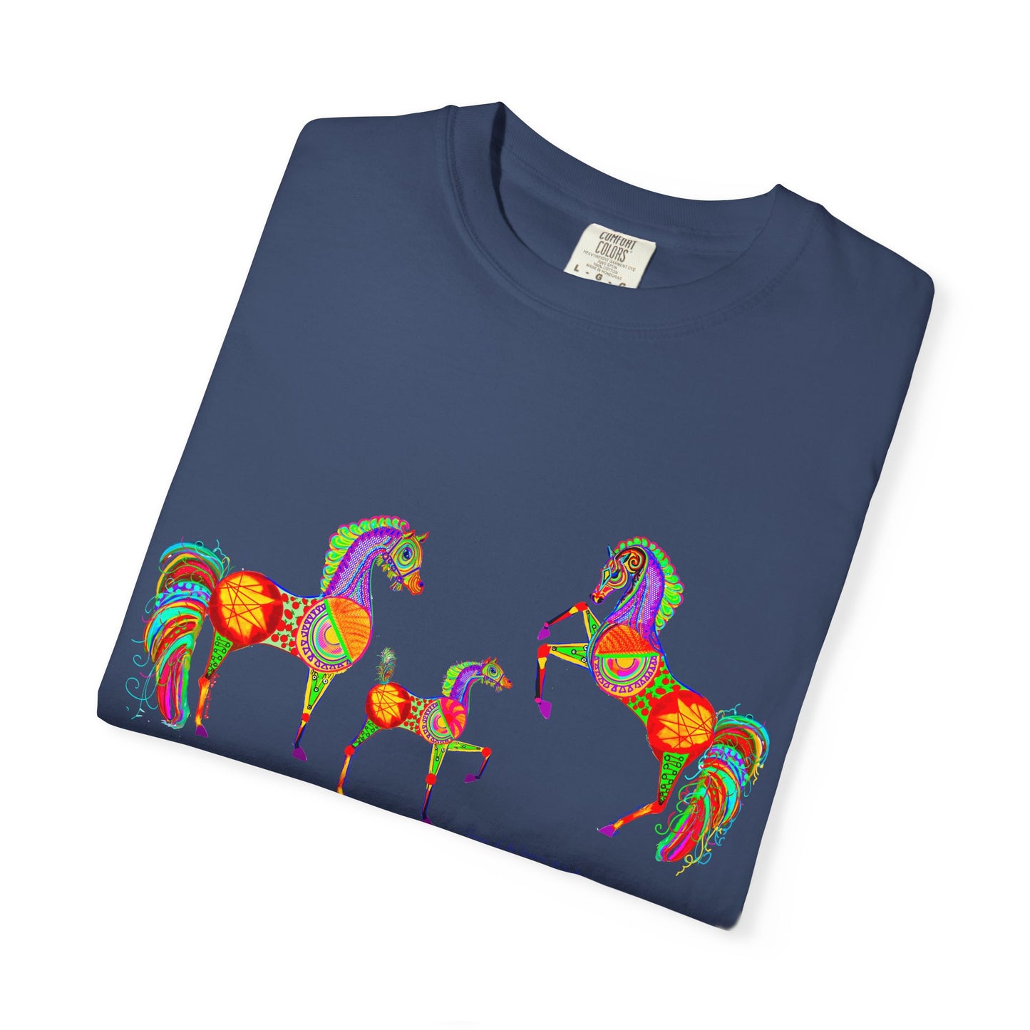 Vibrant Arabian Horses Unisex T-Shirt – Colorful Graphic Tee for Horse Lovers
