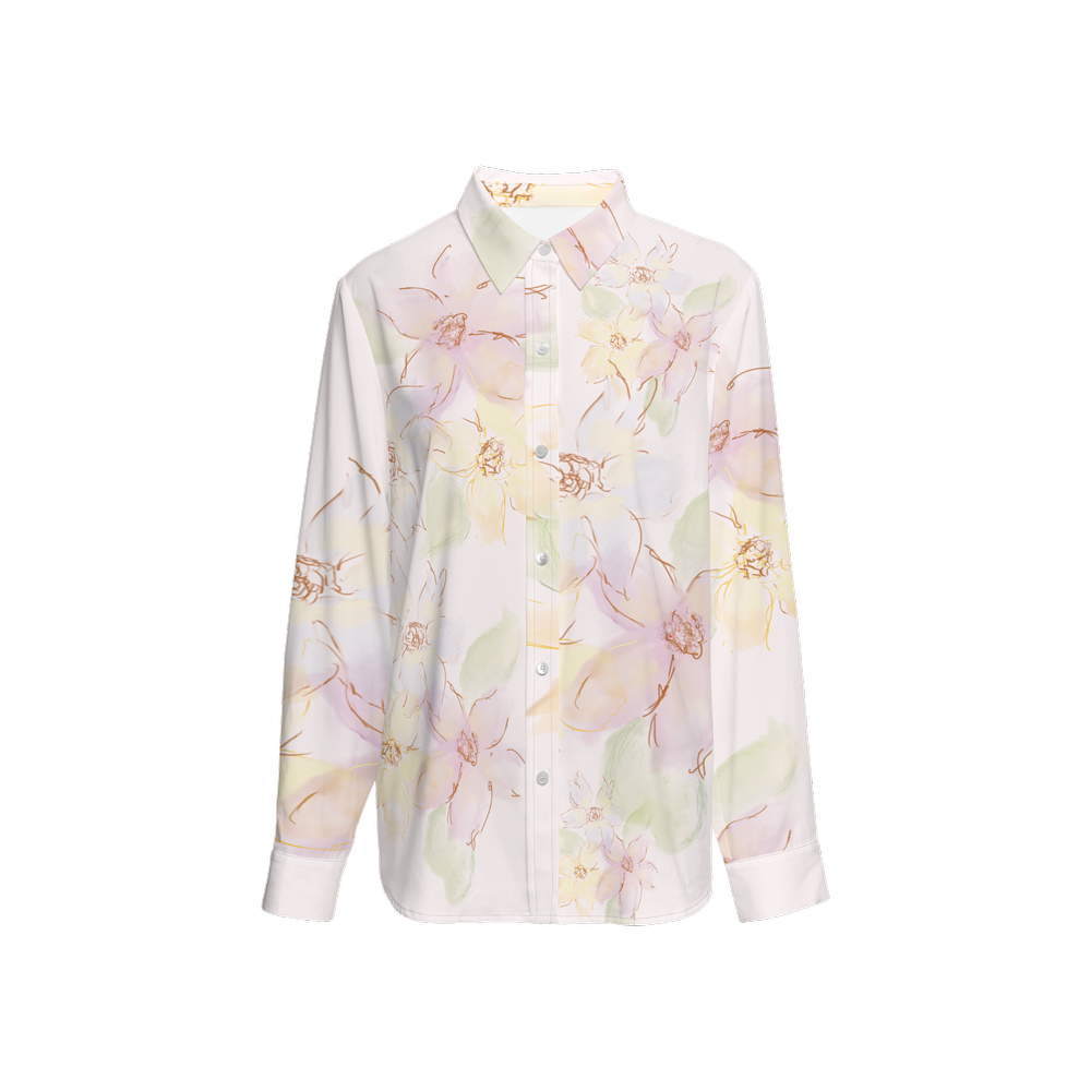 Women's Classic Long Sleeve Button-Up Shirt Silky-like Elegance