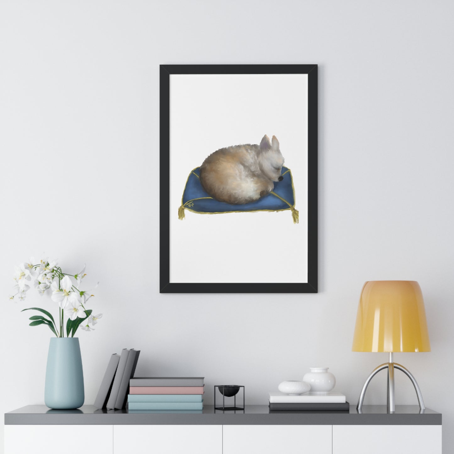 Sleeping Beauty Framed Vertical Poster - Calming Home Decor for Dog Lovers