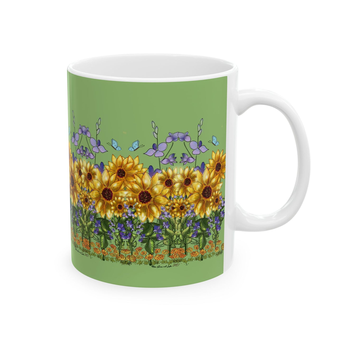 Golds, Larks, and Suns Garden Ceramic Mug, Floral Coffee Cup, Home Decor, Gift for Nature Lovers, Spring Drinkware, Tea Lover's Gift