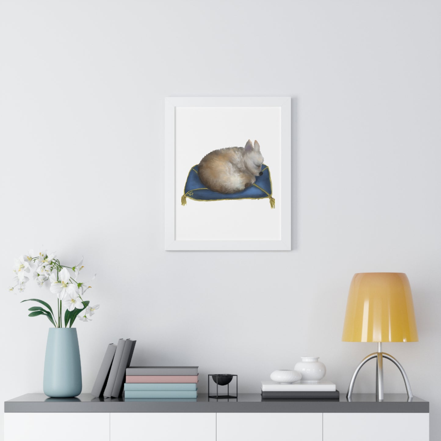 Sleeping Beauty Framed Vertical Poster - Calming Home Decor for Dog Lovers