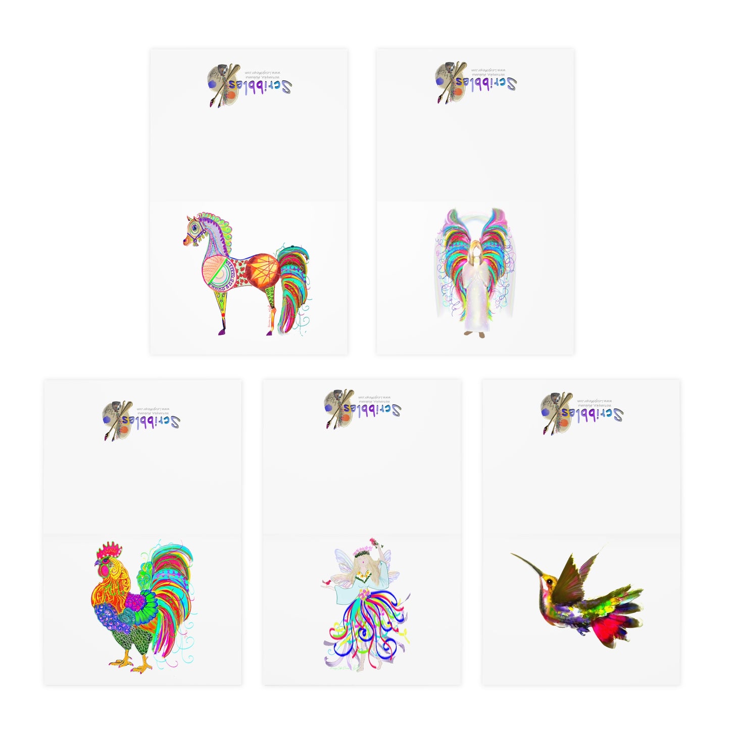 Color Dance Note Cards in White (5-Pack)