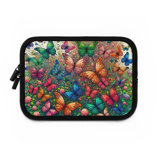 Colorful Butterfly Laptop Sleeve, Floral Design Laptop Case, Butterfly Print Computer Sleeve, Gift for Nature Lovers, MacBook Sleeve