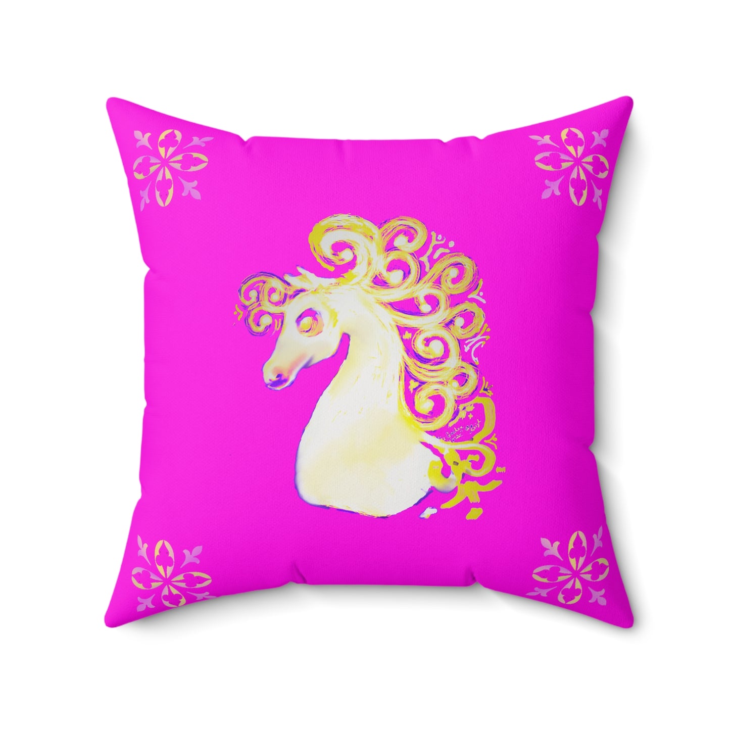 Storytime - Magical Horse Pink Square Pillow