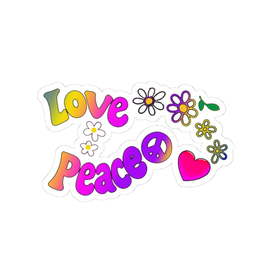 Colorful Love & Peace Kiss-Cut Stickers | Flower Stickers for Laptop, Water Bottle, Scrapbooking, Gifts, School Supplies