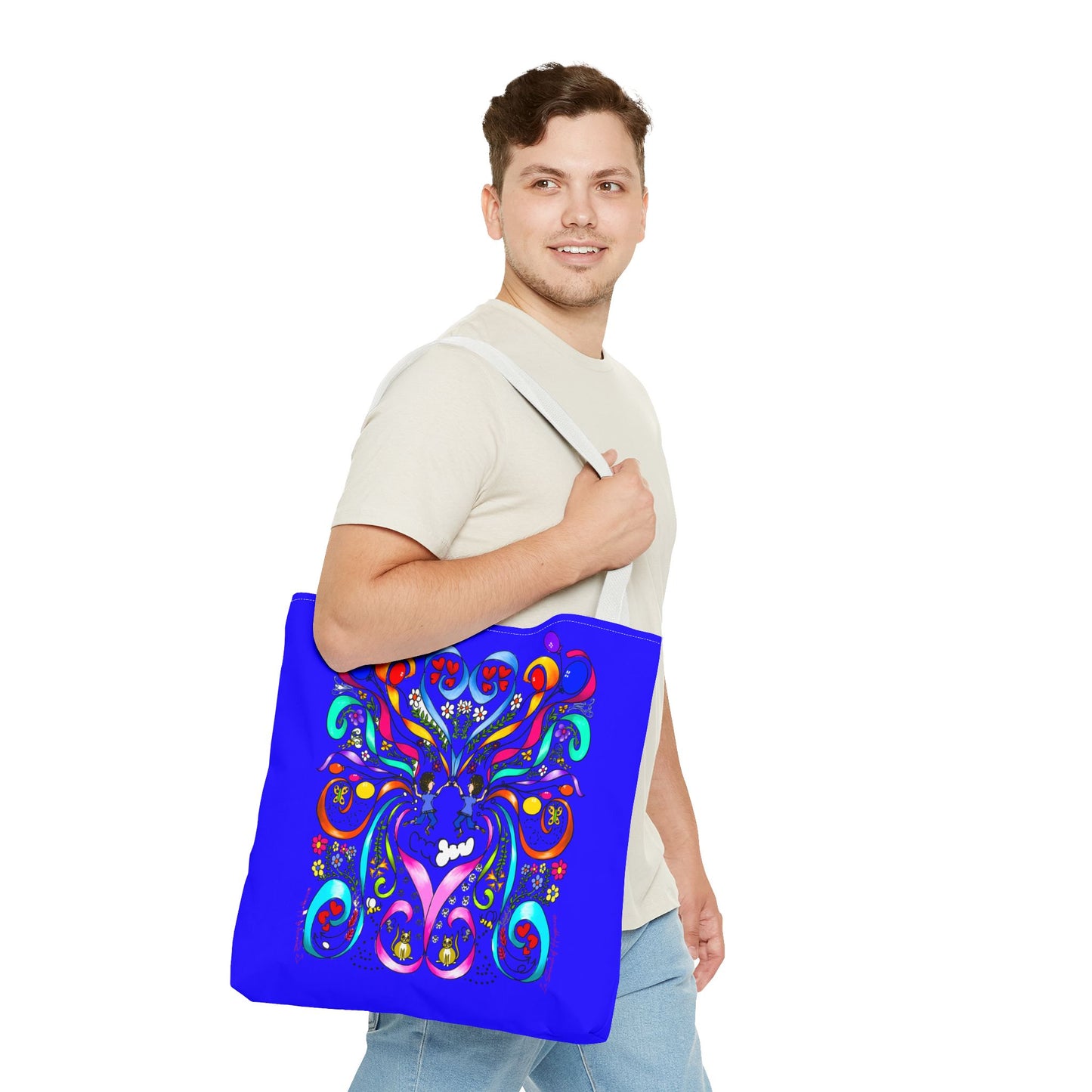 Vibrant Floral Tote Bag, Colorful Shopping Bag, Reusable Grocery Tote, Art Print Carry-All, Eco-Friendly Gift Bag