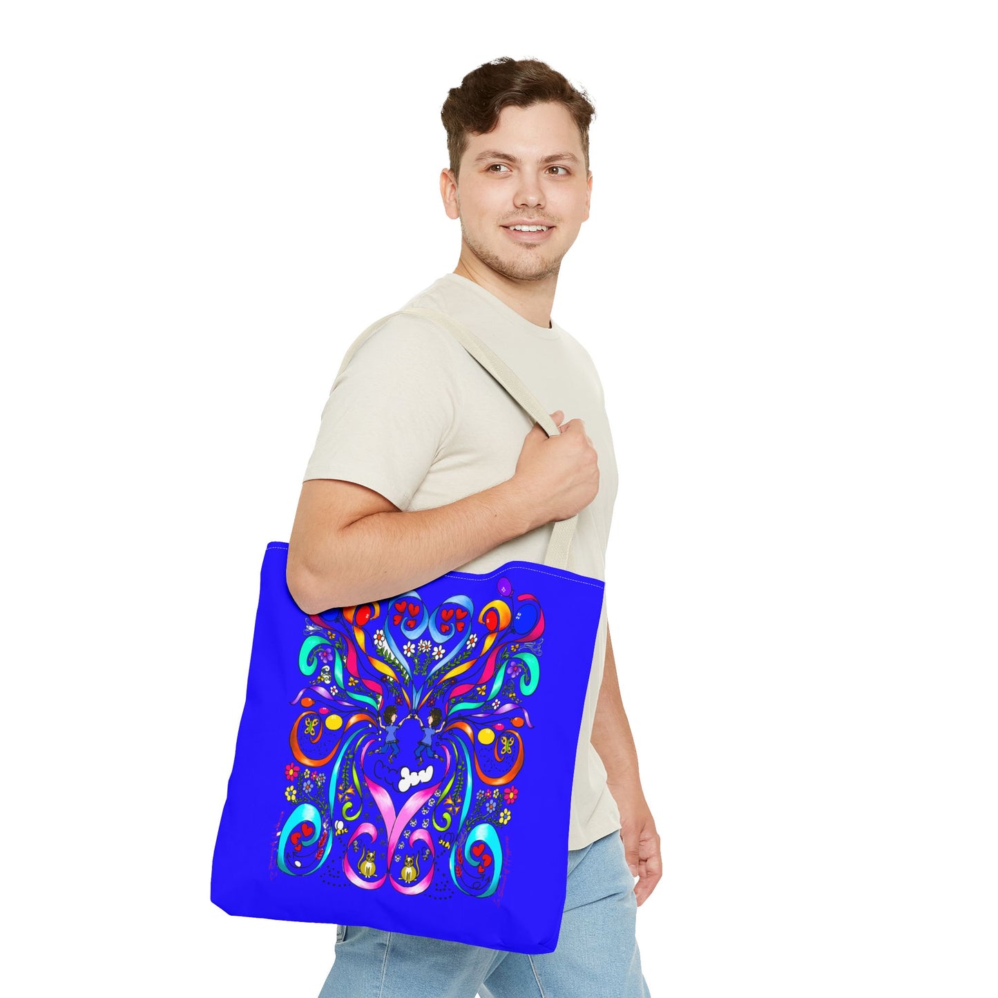 Vibrant Floral Tote Bag, Colorful Shopping Bag, Reusable Grocery Tote, Art Print Carry-All, Eco-Friendly Gift Bag