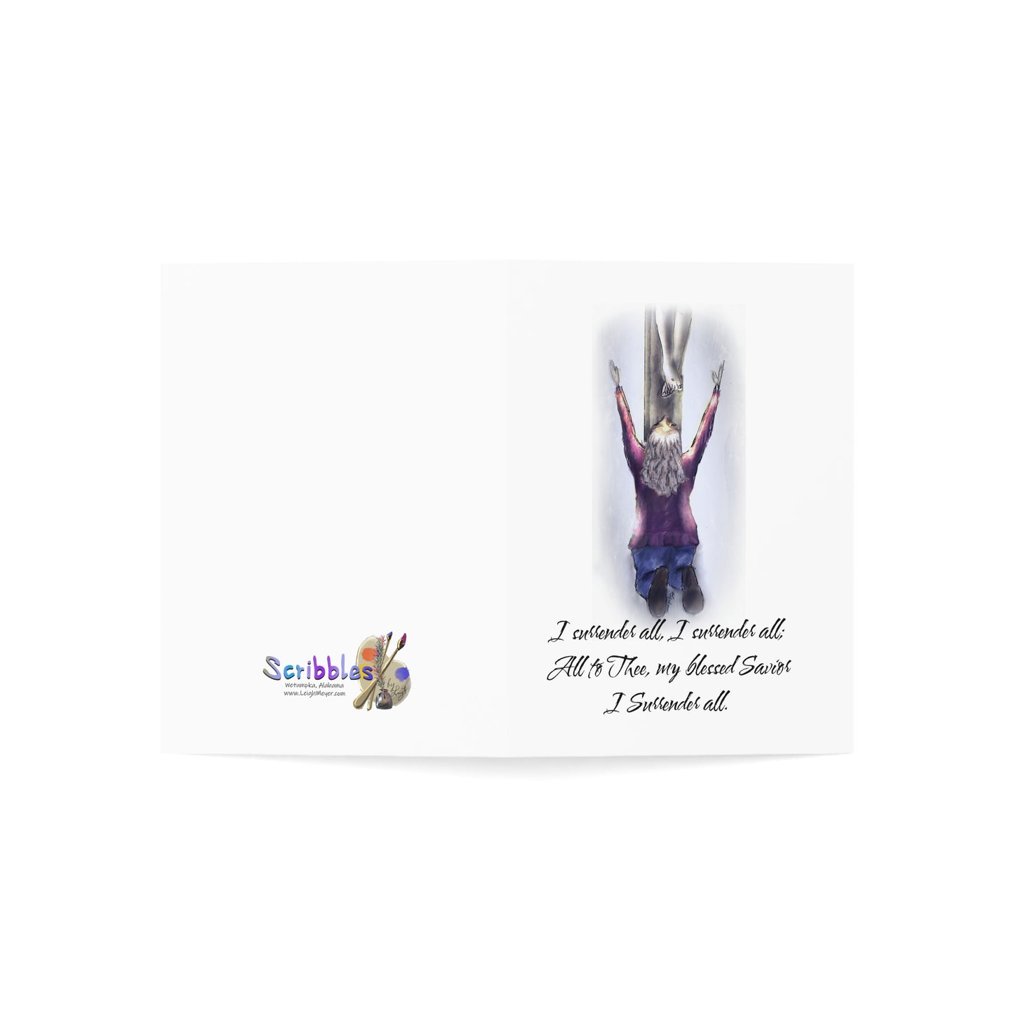 I Surrender - white - Spiritual Greeting Cards – Inspirational Cards for All Occasions, Encouragement, Love, Thank You, Sympathy, 1-50 Packs