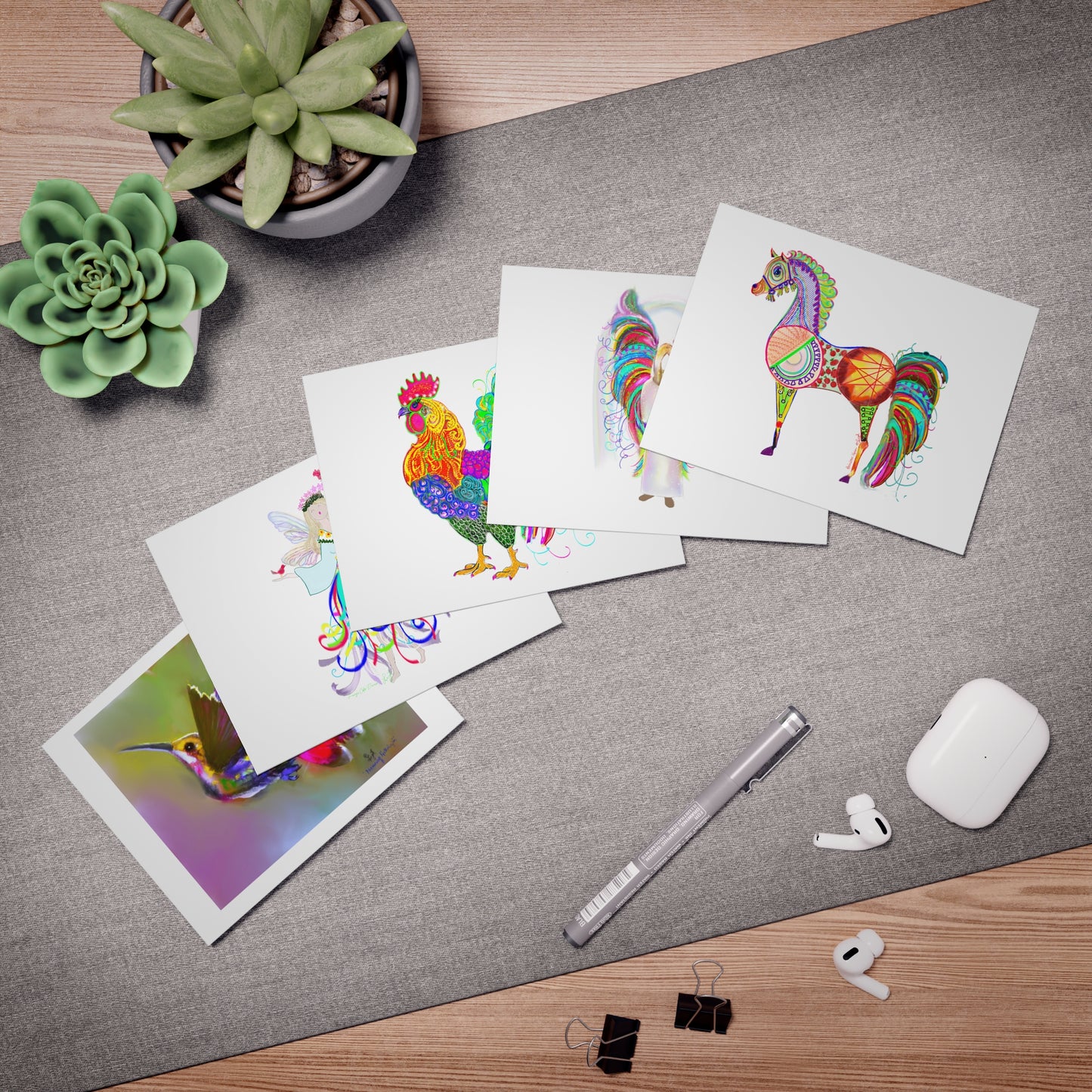 Dancing Colors Note Cards (5-Pack-Purple)