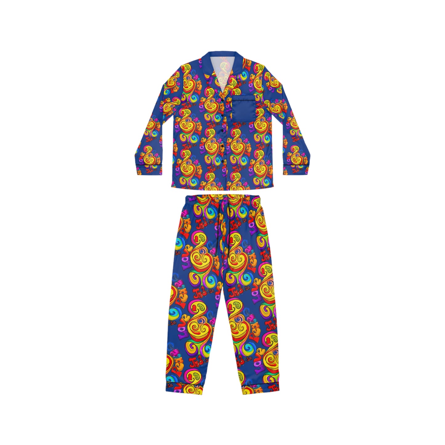 Peace and Love Women's Satin Pajamas (AOP)