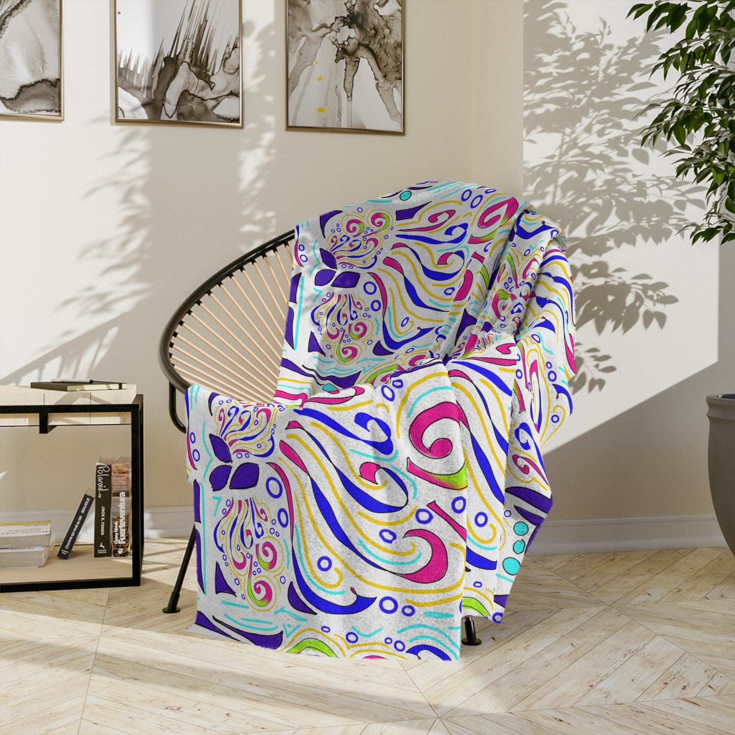 ColorCode Bold Floral Microfiber Blanket, Cozy Blanket, Bohemian Decor, Soft Throw, Gift for Her, Home Snuggle Blanket