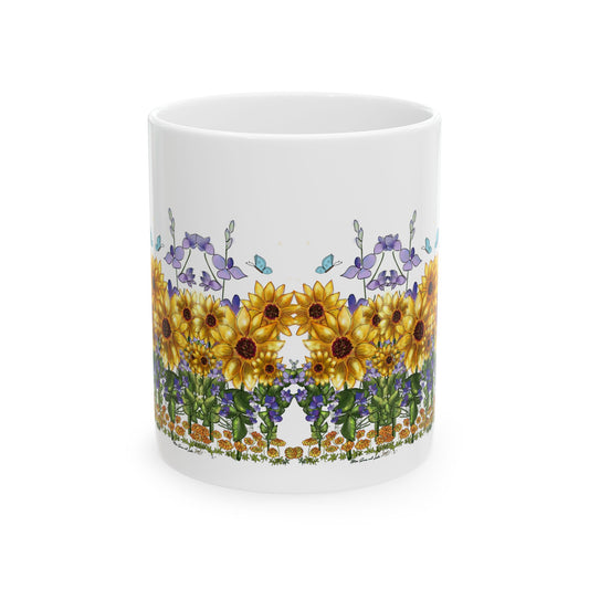 Golds, Larks, and Suns Ceramic Mug, Colorful Coffee Cup, Gift for Garden Lovers, Spring Decor, Motivational Mug, Nature-Inspired Drinkware