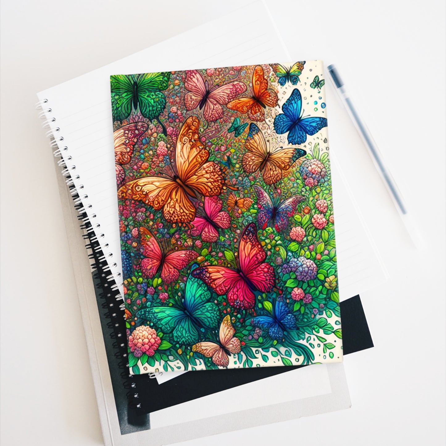 Colorful Butterfly Journal - Ruled Line, Colorful Notepad, Gift for Nature Lovers, Pastel Planner, Personal Diary, Butterfly Decor