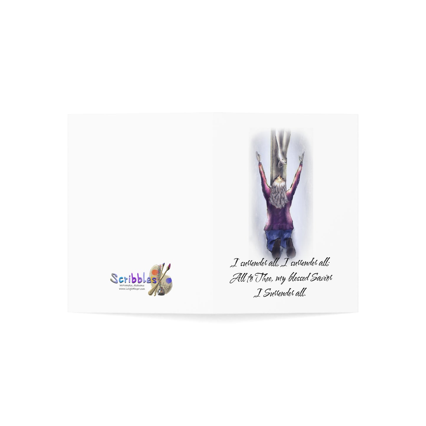 I Surrender - white - Spiritual Greeting Cards – Inspirational Cards for All Occasions, Encouragement, Love, Thank You, Sympathy, 1-50 Packs
