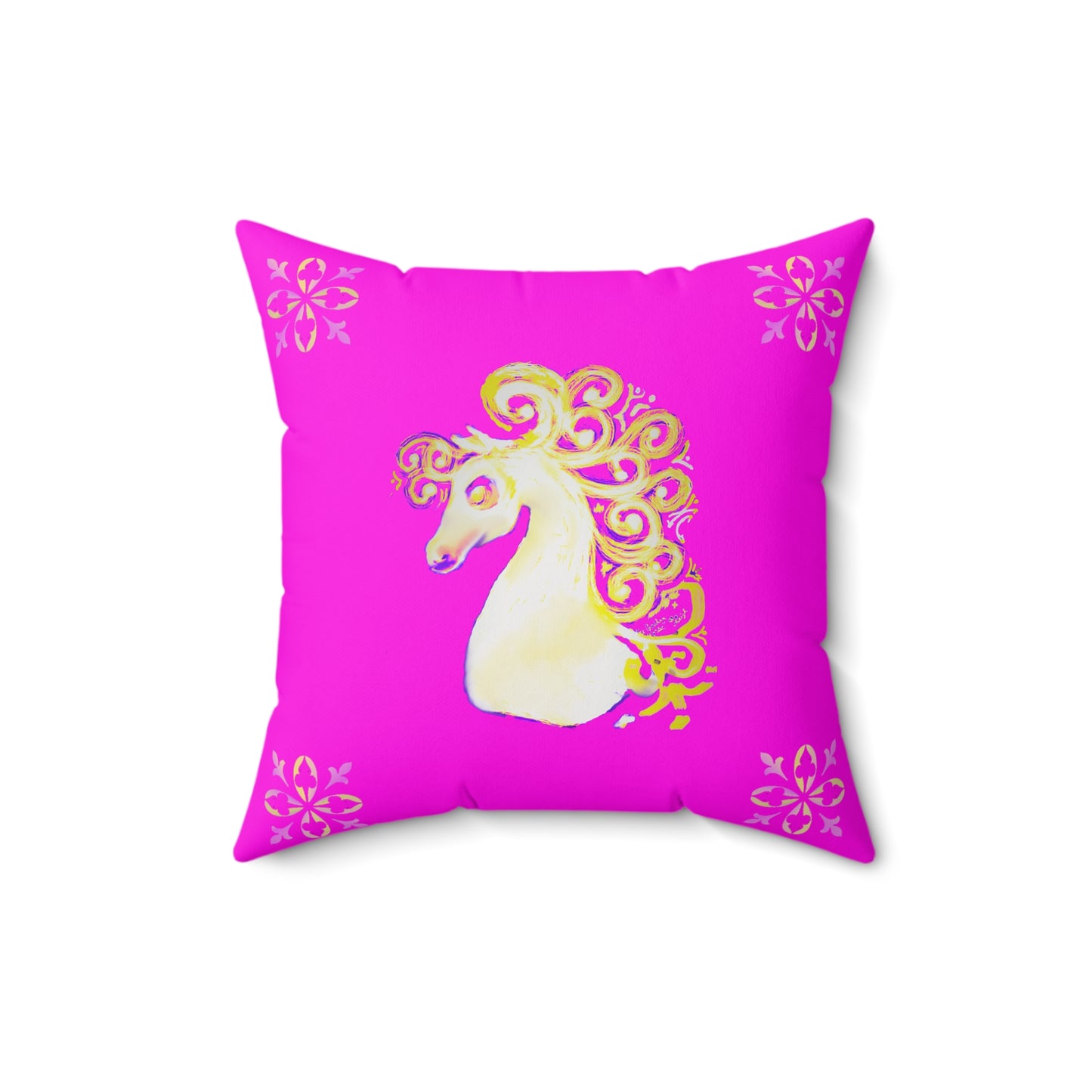 Storytime - Magical Horse Pink Square Pillow