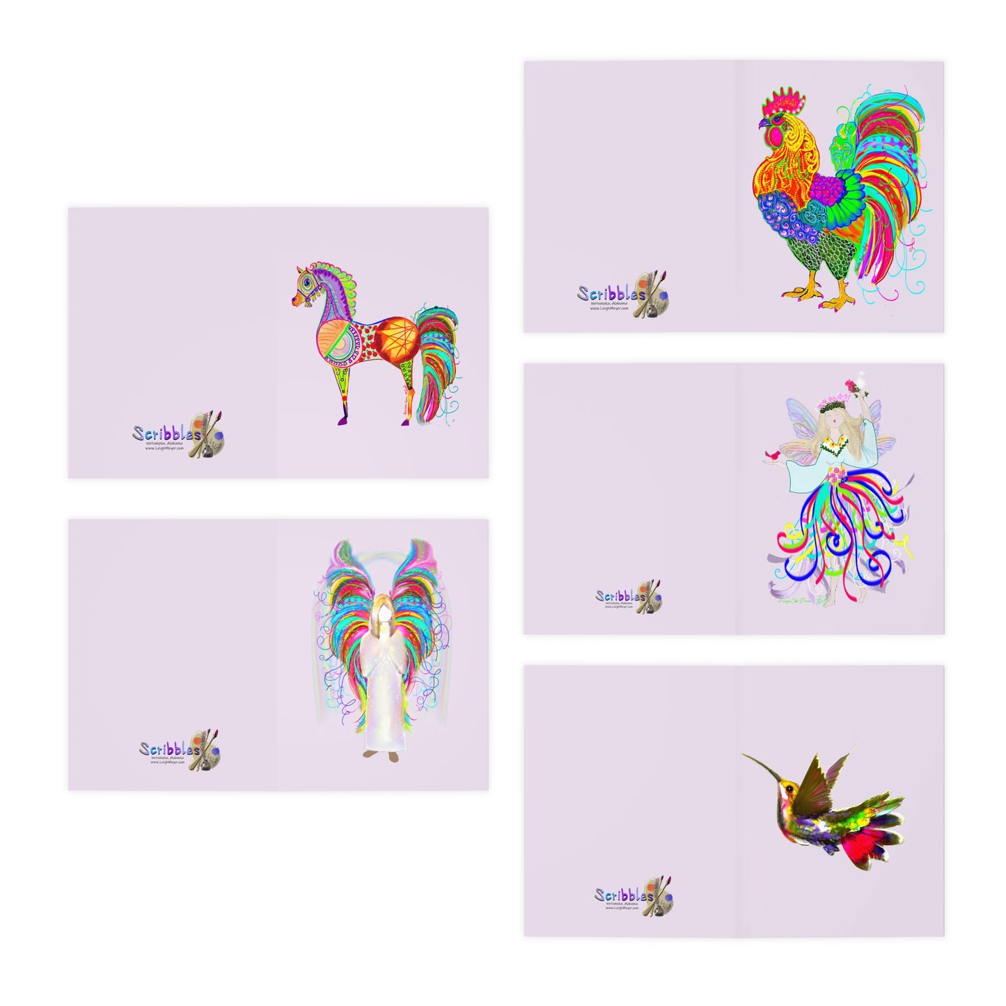 Color Dance Note Cards (5-Pack-Purple)