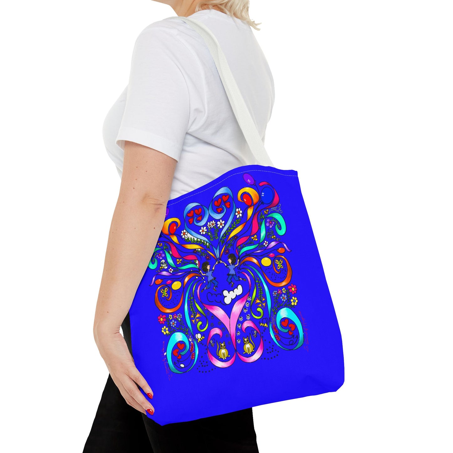 Vibrant Floral Tote Bag, Colorful Shopping Bag, Reusable Grocery Tote, Art Print Carry-All, Eco-Friendly Gift Bag