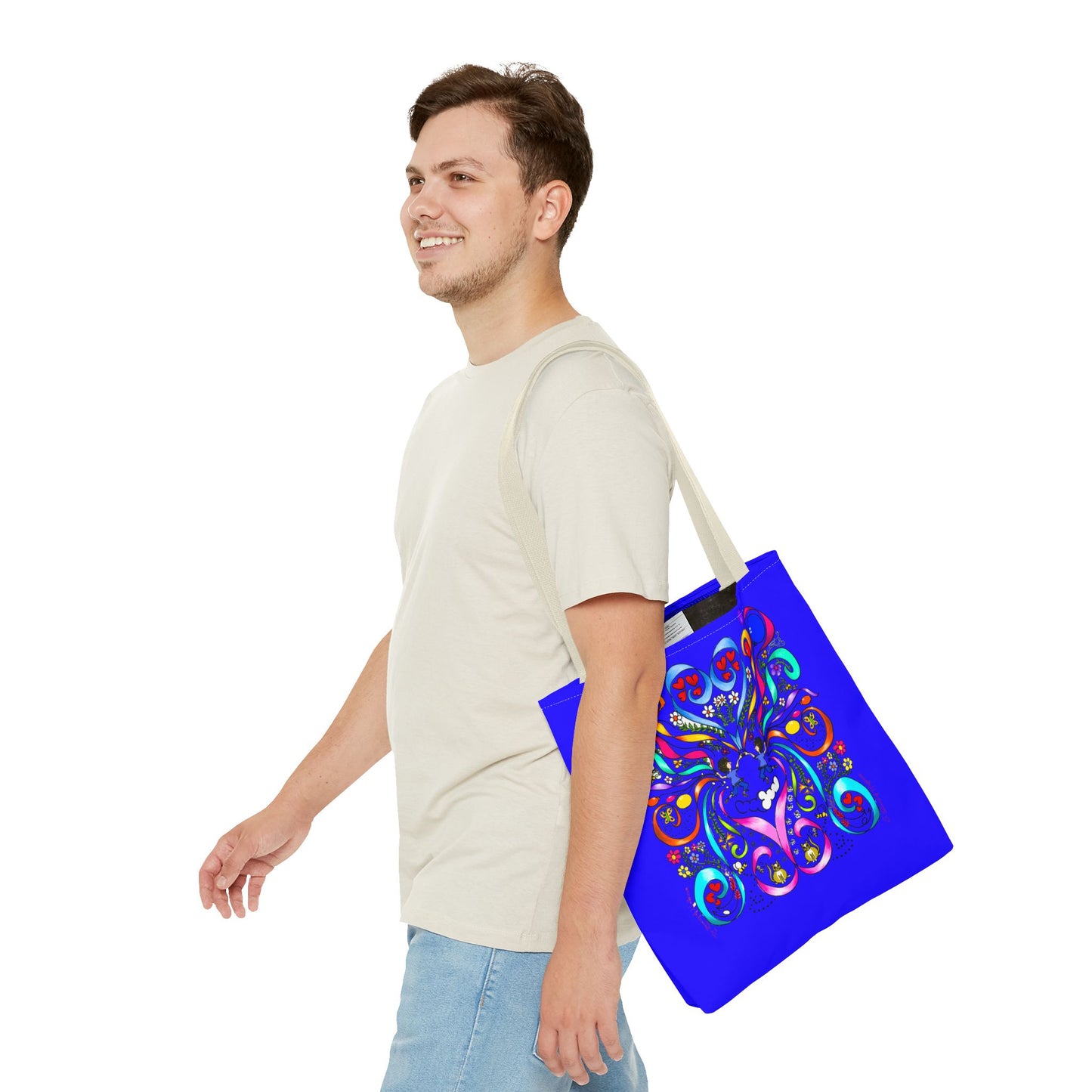 Vibrant Floral Tote Bag, Colorful Shopping Bag, Reusable Grocery Tote, Art Print Carry-All, Eco-Friendly Gift Bag