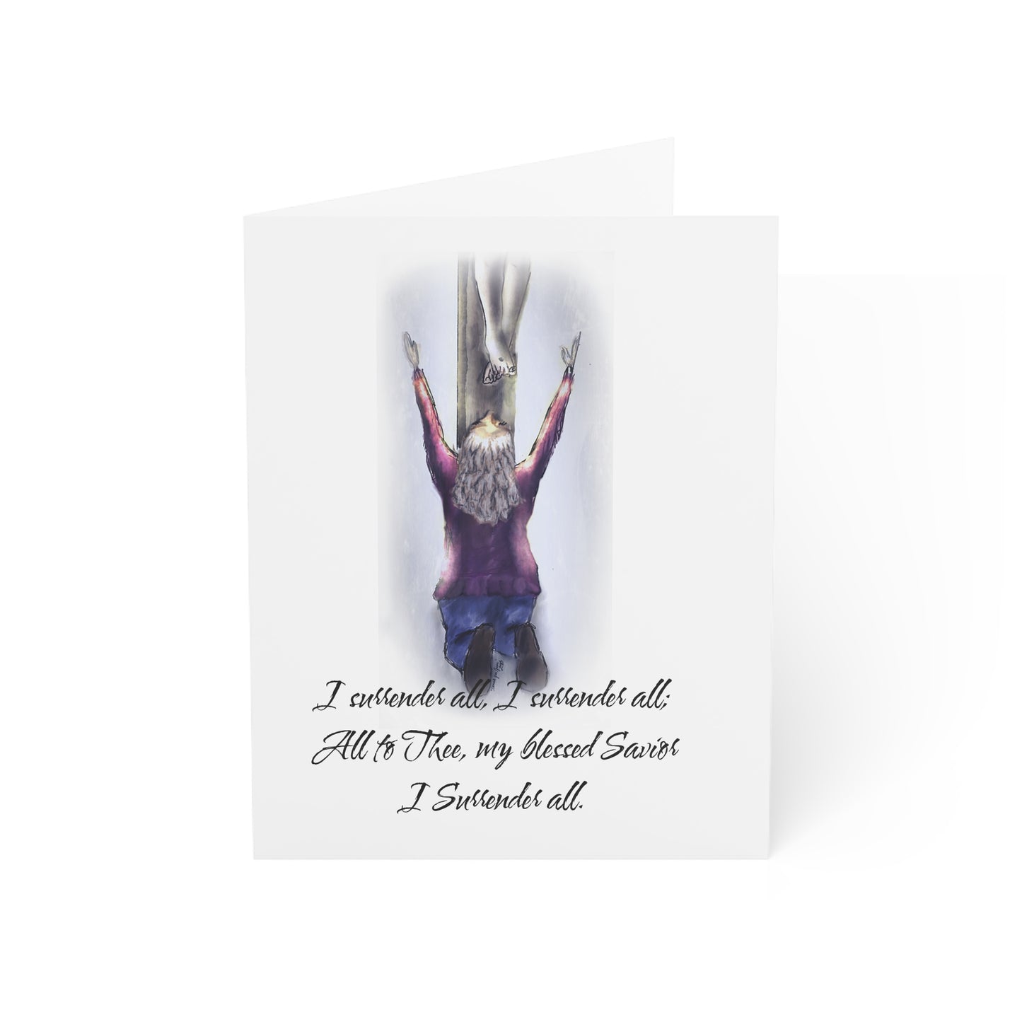 I Surrender - white - Spiritual Greeting Cards – Inspirational Cards for All Occasions, Encouragement, Love, Thank You, Sympathy, 1-50 Packs