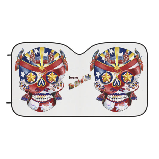 4th of July Skull Design Car Sun Shades - Fun & Functional UV Protection
