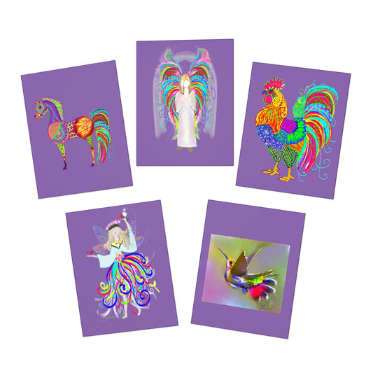 Dancing Colors Note Cards (5-Pack-Purple)