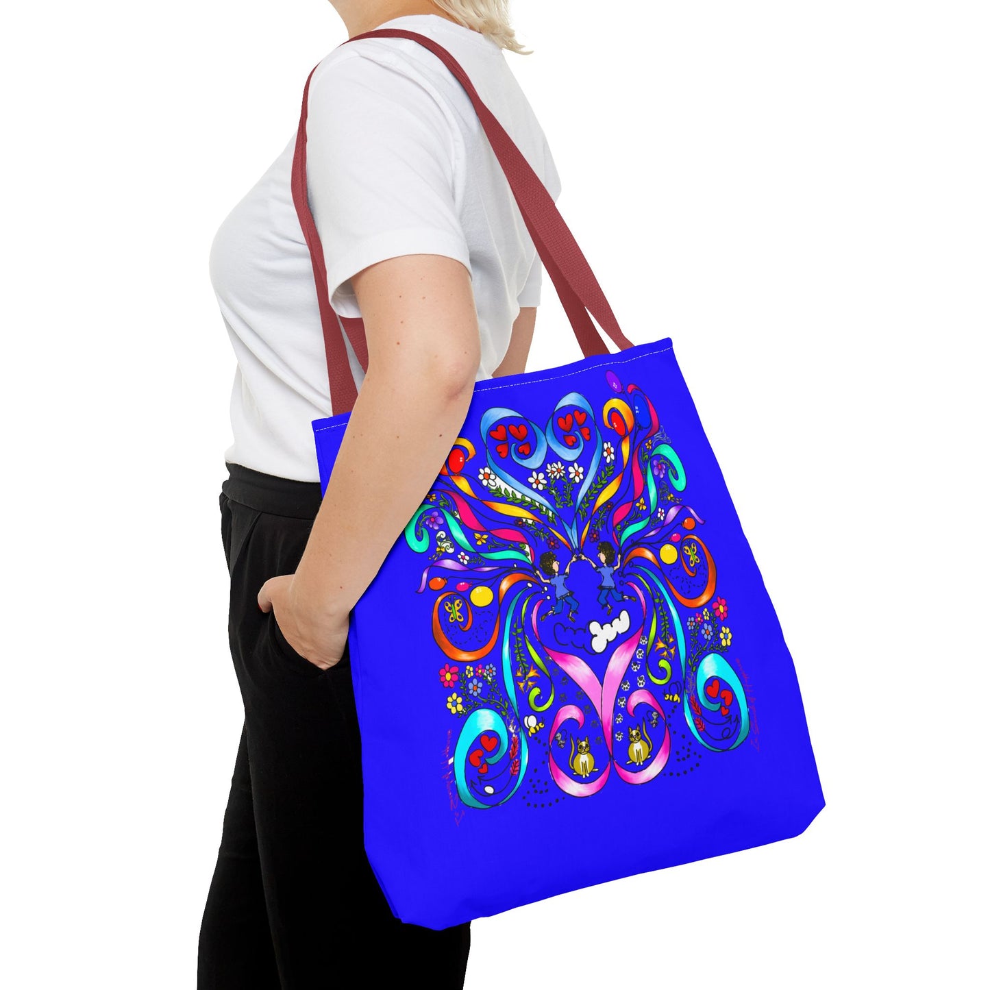 Vibrant Floral Tote Bag, Colorful Shopping Bag, Reusable Grocery Tote, Art Print Carry-All, Eco-Friendly Gift Bag