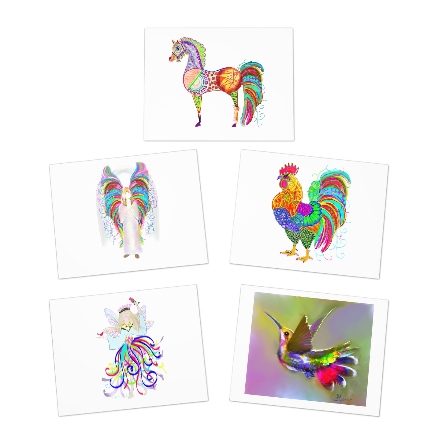 Dancing Colors Note Cards (5-Pack-Purple)