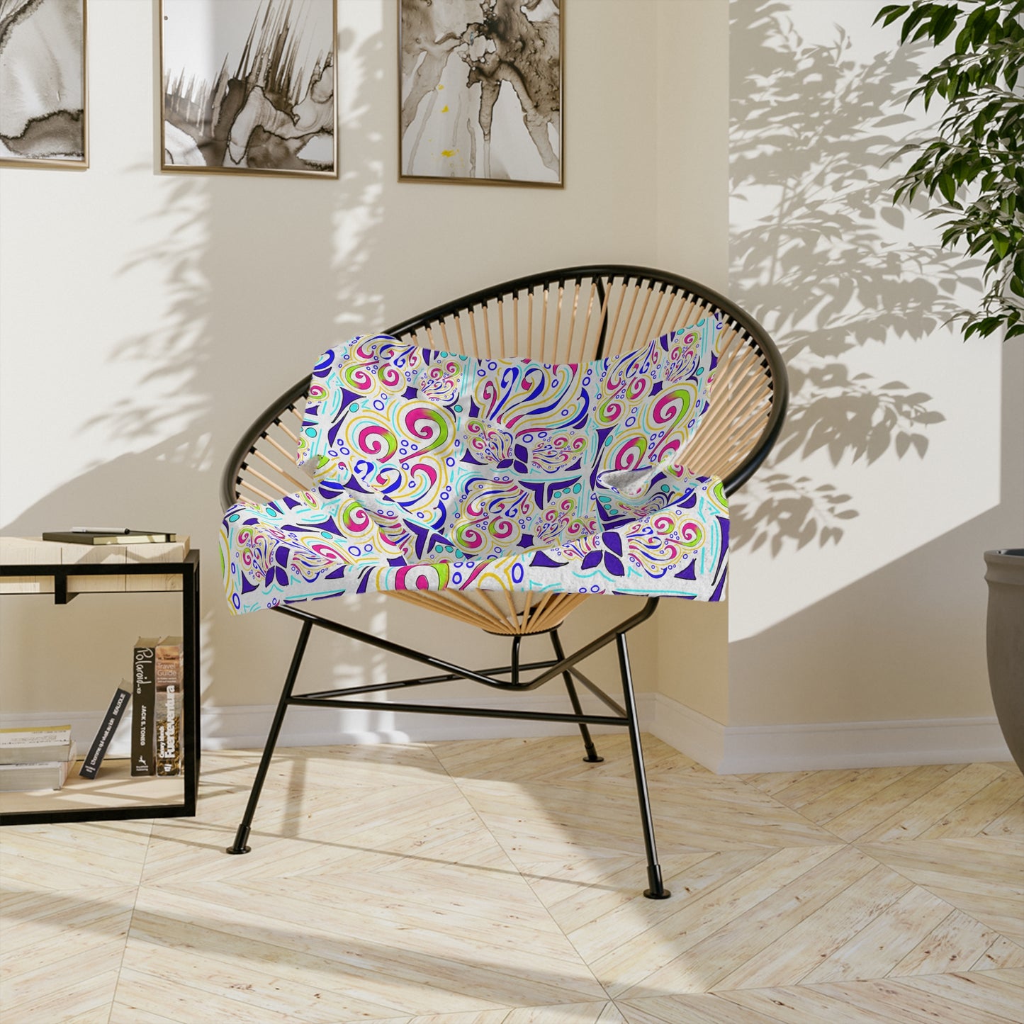 ColorCode Bold Floral Microfiber Blanket, Cozy Blanket, Bohemian Decor, Soft Throw, Gift for Her, Home Snuggle Blanket