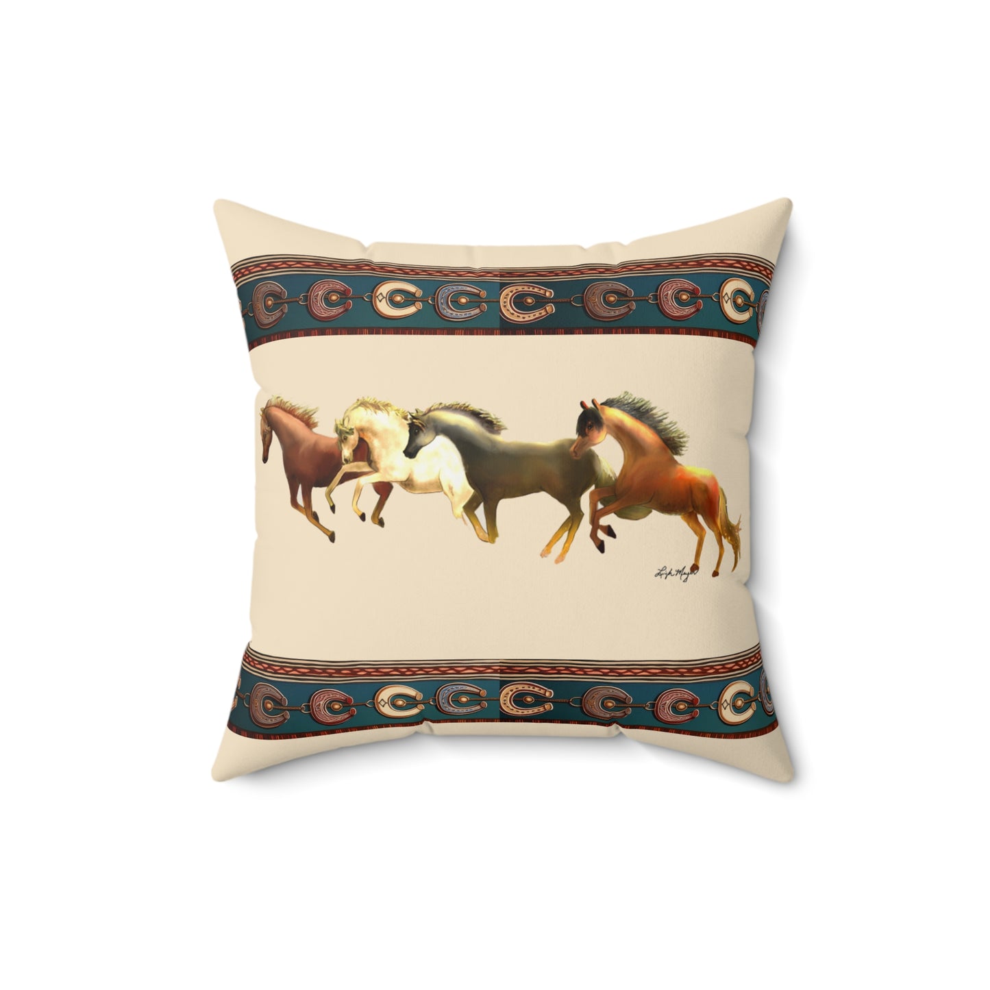 Dawn Treaders Faux Suede Pillow – Galloping Horses Design