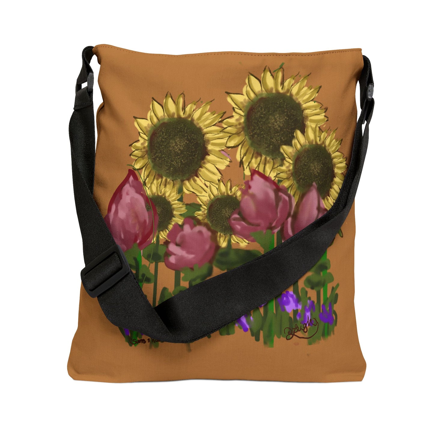 Suns and Roses Adjustable Tote Bag, Floral Grocery Bag, Eco-Friendly Shopping Tote, Gift for Garden Lovers, Stylish Everyday Carry
