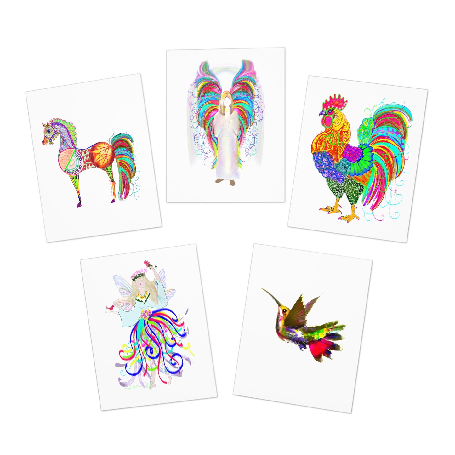 Color Dance Note Cards in White (5-Pack)