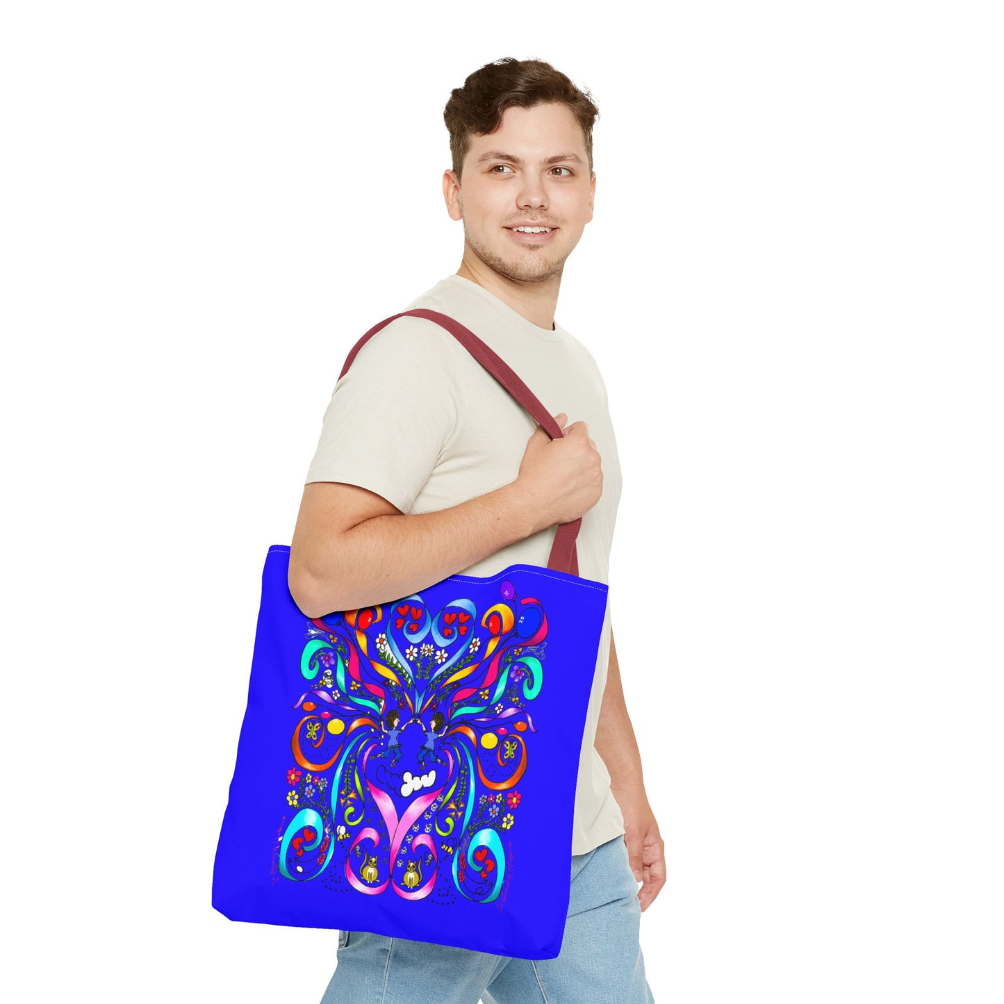 Vibrant Floral Tote Bag, Colorful Shopping Bag, Reusable Grocery Tote, Art Print Carry-All, Eco-Friendly Gift Bag