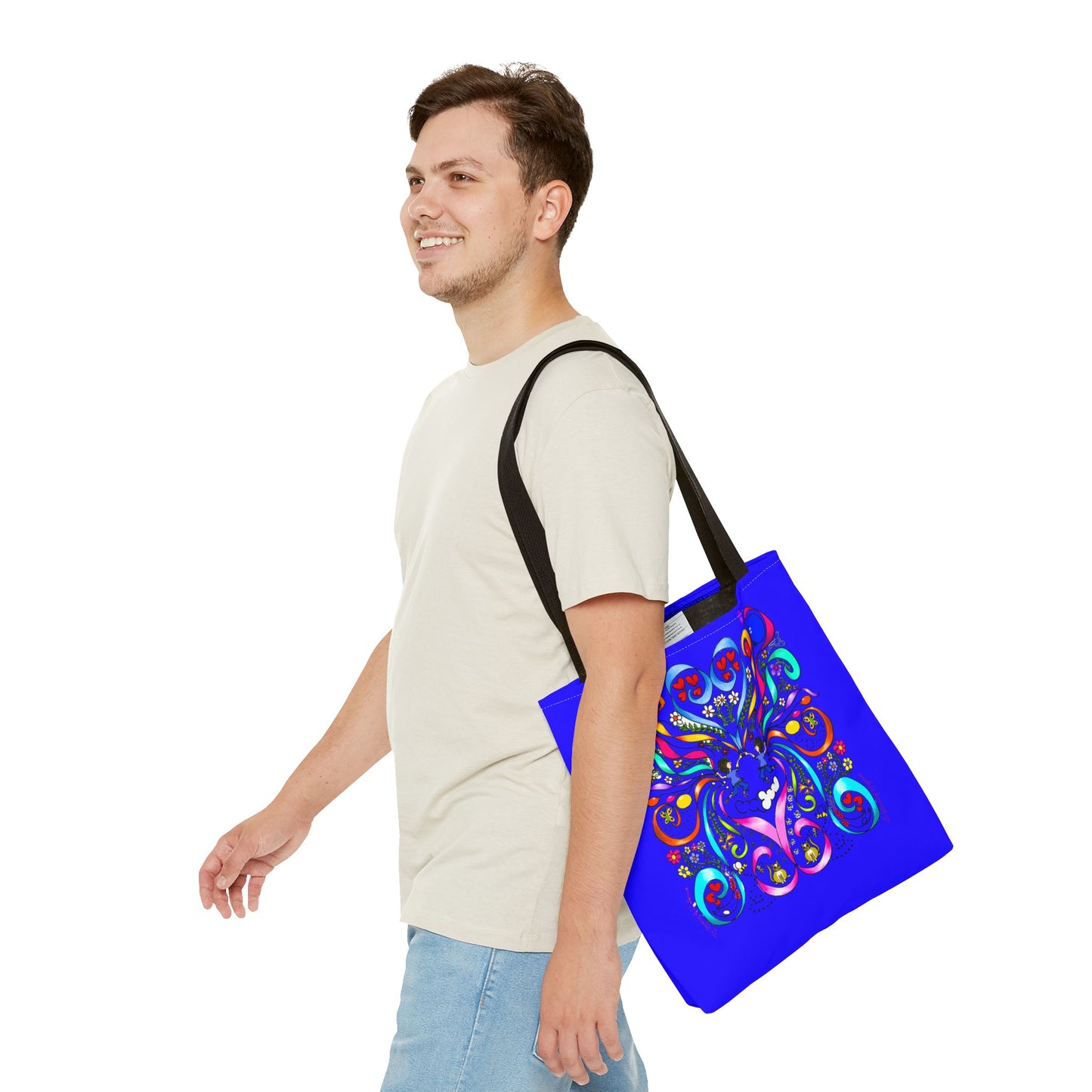 Vibrant Floral Tote Bag, Colorful Shopping Bag, Reusable Grocery Tote, Art Print Carry-All, Eco-Friendly Gift Bag