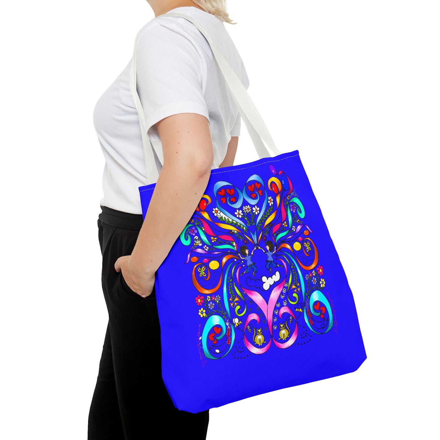 Vibrant Floral Tote Bag, Colorful Shopping Bag, Reusable Grocery Tote, Art Print Carry-All, Eco-Friendly Gift Bag