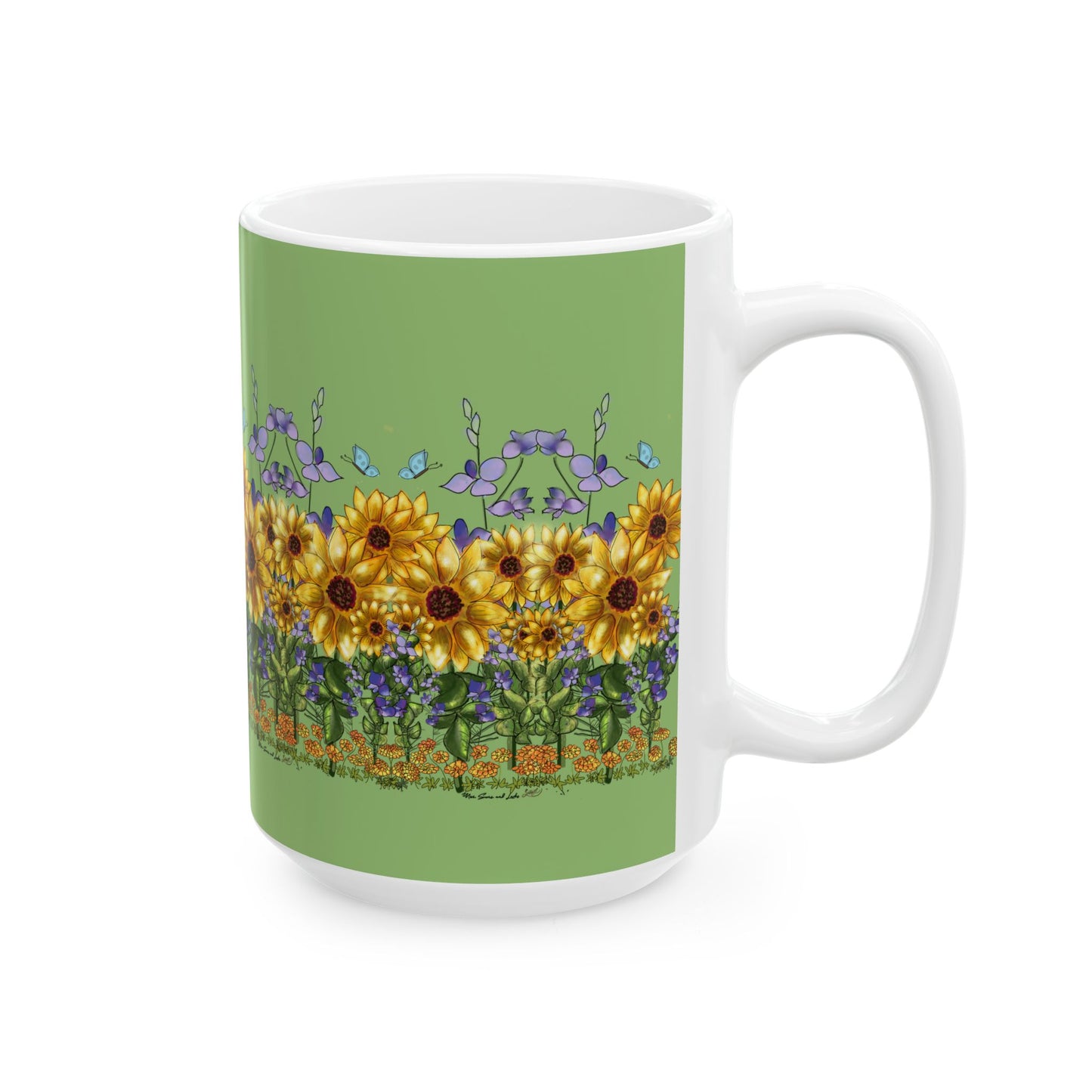 Golds, Larks, and Suns Garden Ceramic Mug, Floral Coffee Cup, Home Decor, Gift for Nature Lovers, Spring Drinkware, Tea Lover's Gift