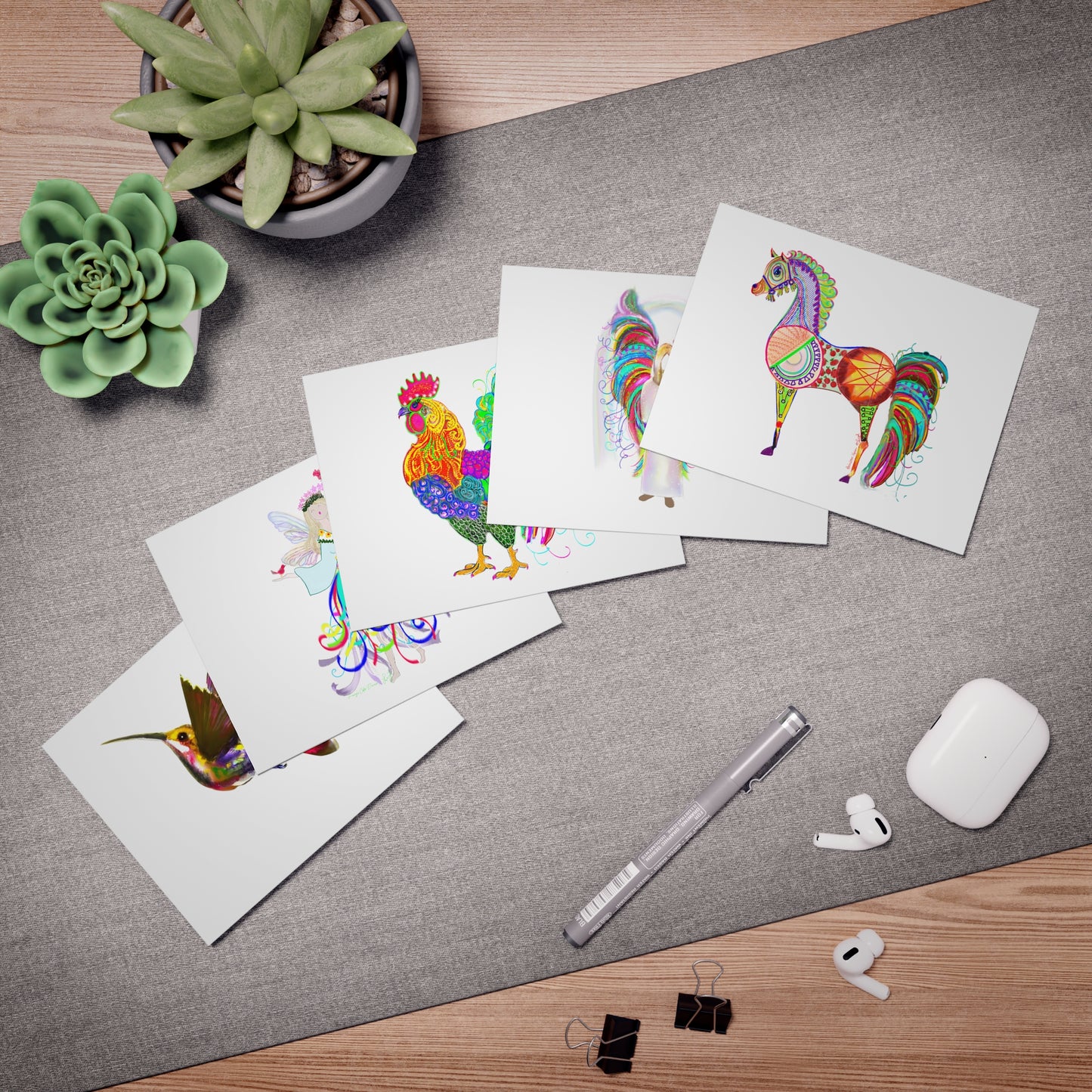 Color Dance Note Cards in White (5-Pack)