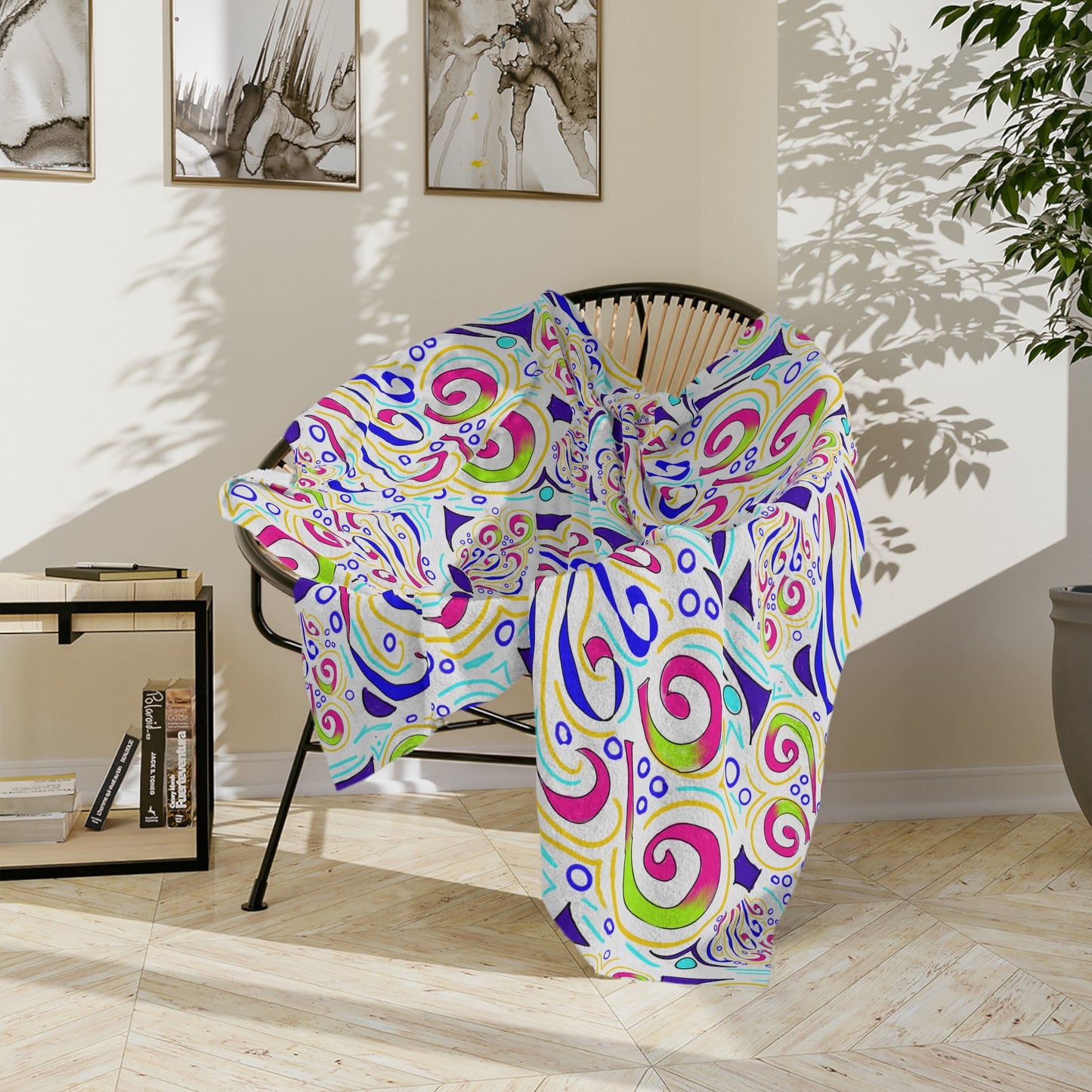 ColorCode Bold Floral Microfiber Blanket, Cozy Blanket, Bohemian Decor, Soft Throw, Gift for Her, Home Snuggle Blanket