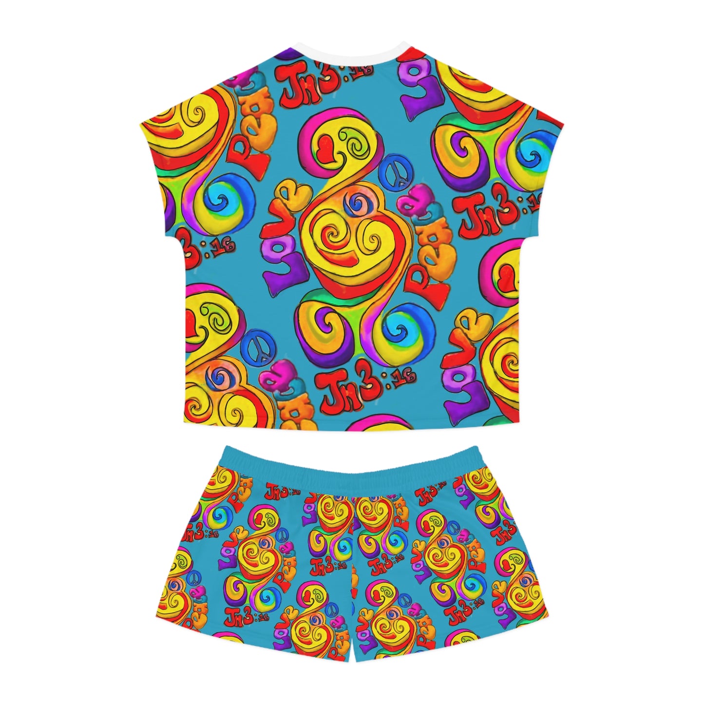 Peace & Love Women's Short Pajama Set (AOP)