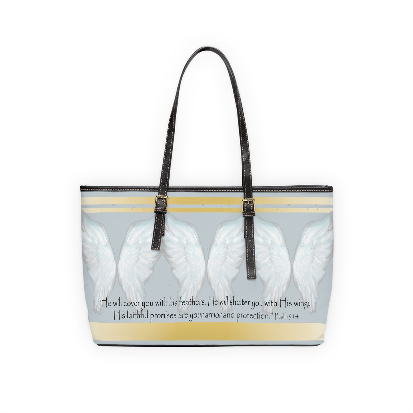 Inspirational PU Leather Shoulder Bag with Angel Wings and Bible Verse