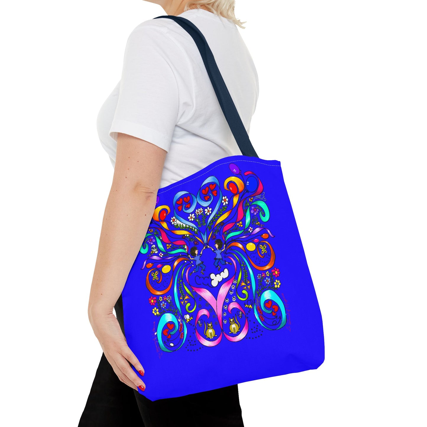 Vibrant Floral Tote Bag, Colorful Shopping Bag, Reusable Grocery Tote, Art Print Carry-All, Eco-Friendly Gift Bag