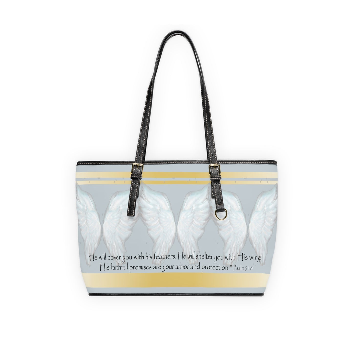 Inspirational PU Leather Shoulder Bag with Angel Wings and Bible Verse