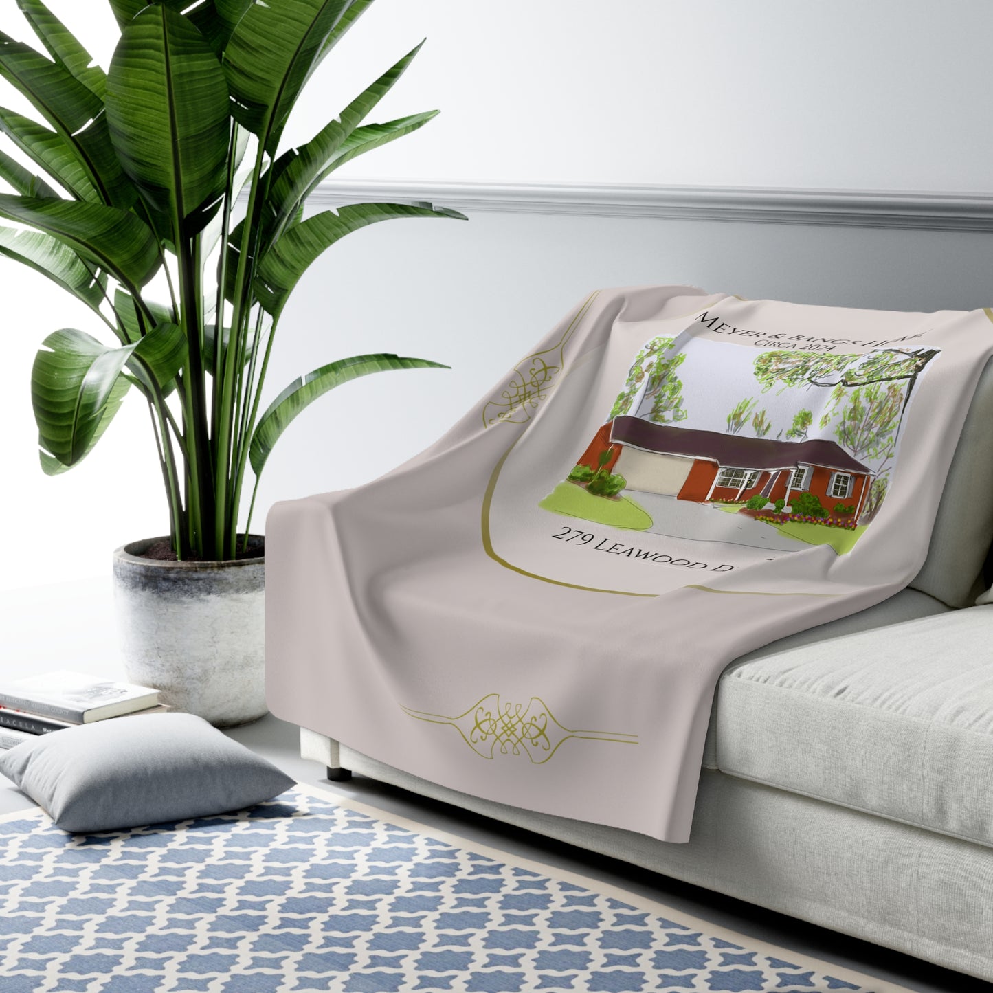Personalized Sherpa Fleece Blanket - Cozy Home Gift with Custom Address Design