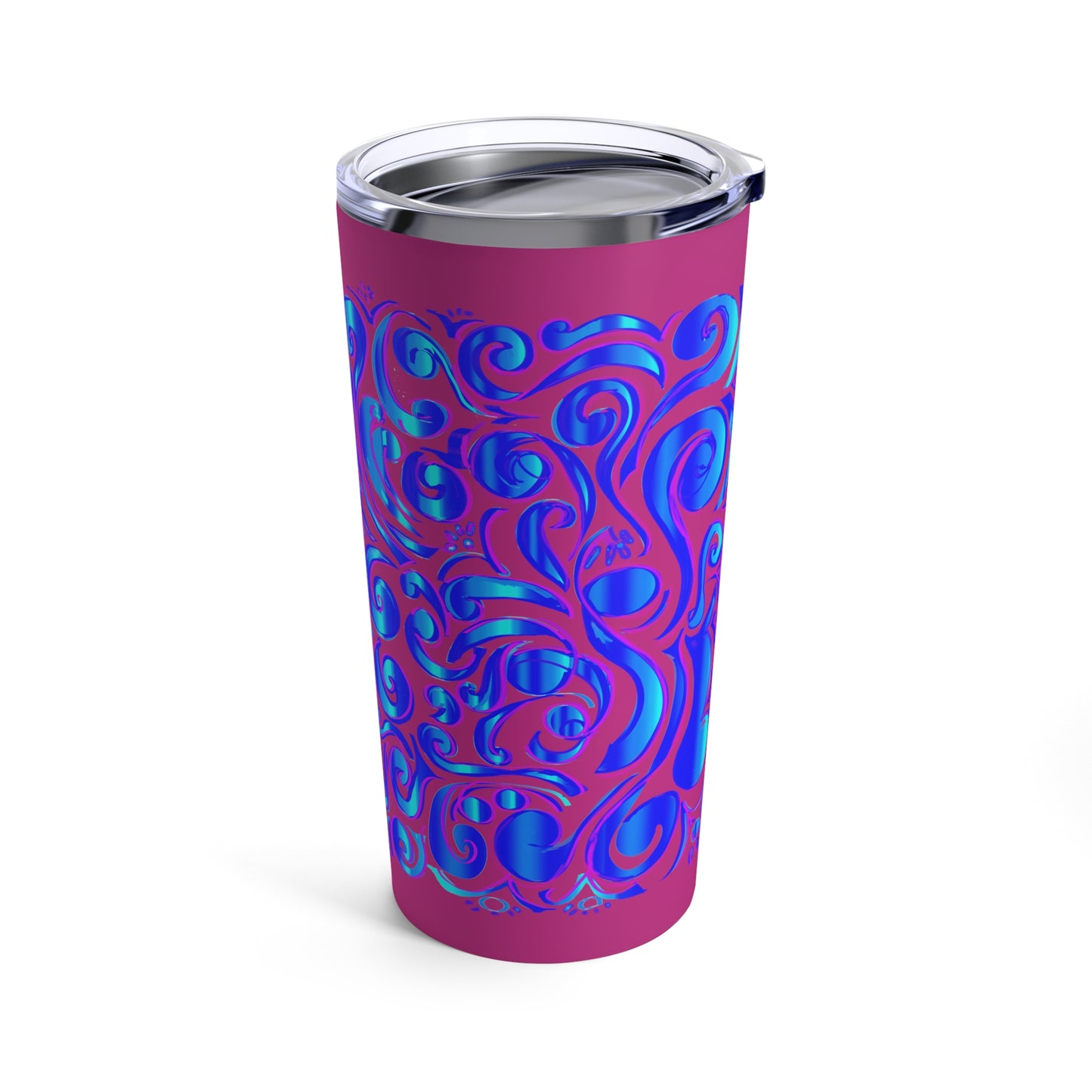 Tumbler 20oz Tooled Leather Blue on Hot Pink