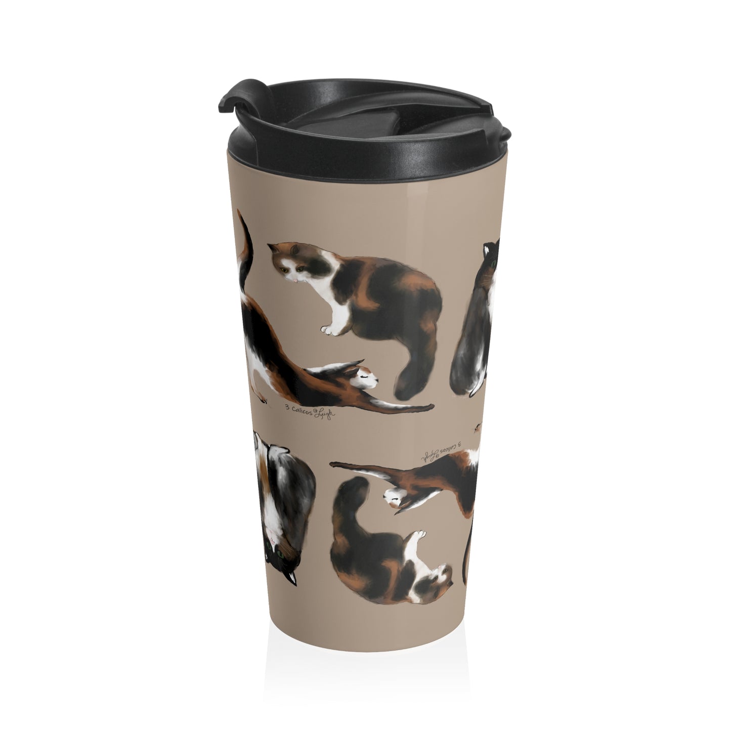 3 Calico Cats - Stainless Steel Travel Mug