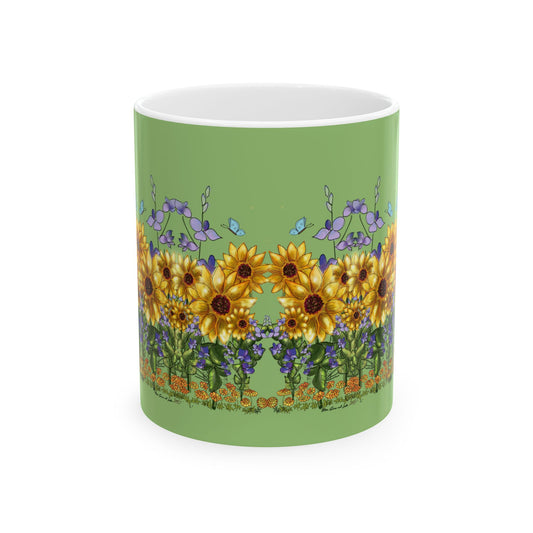Golds, Larks, and Suns Garden Ceramic Mug, Floral Coffee Cup, Home Decor, Gift for Nature Lovers, Spring Drinkware, Tea Lover's Gift