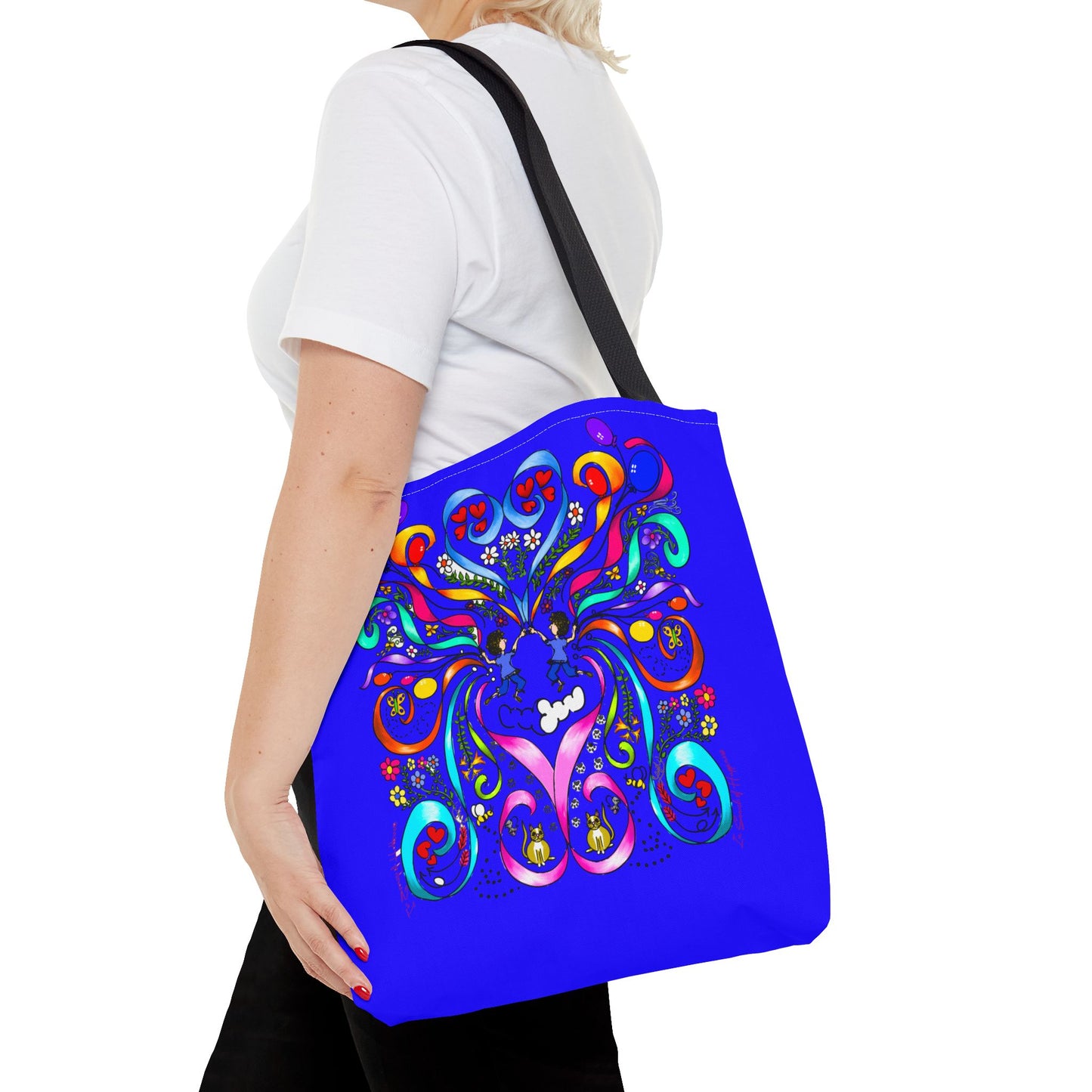 Vibrant Floral Tote Bag, Colorful Shopping Bag, Reusable Grocery Tote, Art Print Carry-All, Eco-Friendly Gift Bag